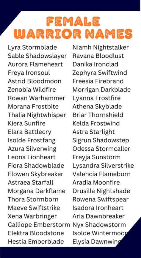 550 Female Warrior Names Unique Creative Cool Funny Amp Cute