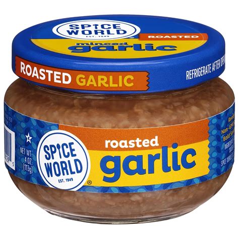 Amazon Com Spice World Roasted Minced Garlic 4Oz Garlic Container Ready To Use Seasonings For Cooking Reduce Prep Work And Easily Add Flavor Grocery Gourmet Food