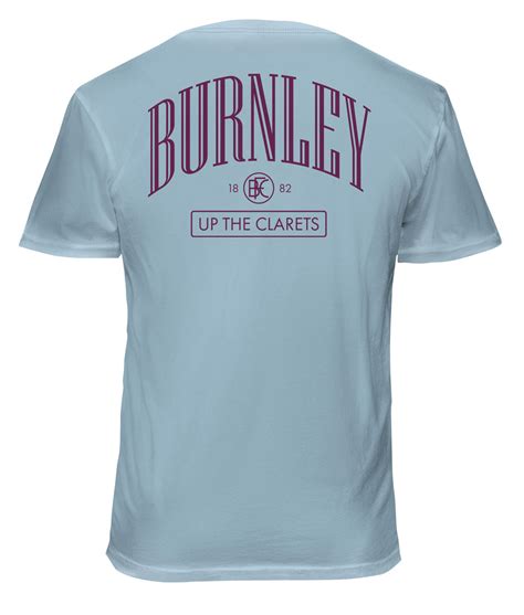 Burnley Fc Back Wordmark Soft Wash Cotton Tee Light Blue