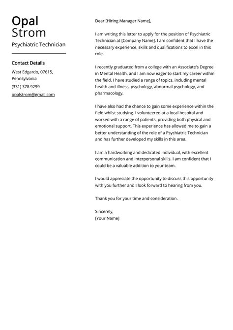 Psychiatric Technician Cover Letter Examples By Resumementor Com