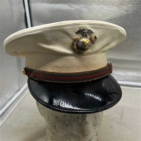 Ww2 Us Marine Corps Dress White Officer S Visor Hat Size 6 7 8